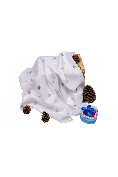 Sema Baby بطانية موسلين متعددة الأغراض 100x80 سم - نجمة زرقاء8682476853131