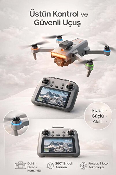 FaroxTech Profesyonel Katlanabilir Drone: Dahili Ekranlı Uzaktan Kumanda & 36...
