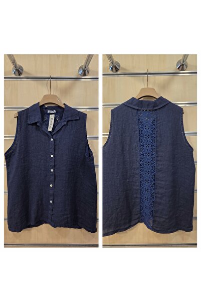 Park Moda Ιταλικό Αμάνικο Λινό Πουκάμισο με Δαντέλα στην Πλάτη