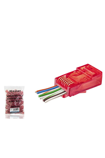naque موصل Cat6 Ez Rj45 - 100 قطعة حقيبة حمراء / اقتصادية ND2411