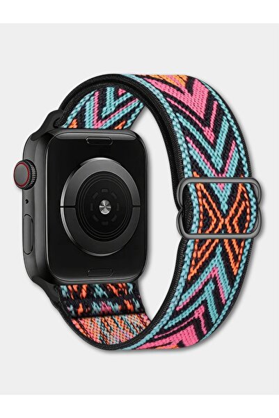 Alstrap Apple Watch 11-10(46mm) 9 8 7(45mm) 6 5 4 SE(44mm) Uyumlu Kumaş Elast...