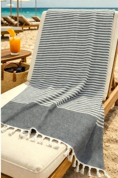Hevia Home Hürrem Cotton Peshtemal |   Natural Fringed Beach, Pool, Spa, Sauna, Sports, Travel Towel - 6 Colors