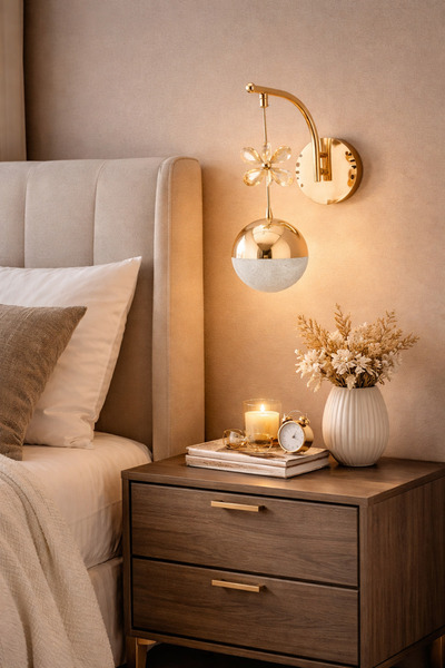 Baviyer Aydınlatma Işıl 3 Renk Gold Led Aplik Kristal Taşlı