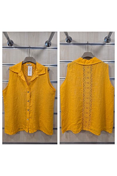 Park Moda Ιταλικό Αμάνικο Λινό Πουκάμισο με Δαντέλα στην Πλάτη