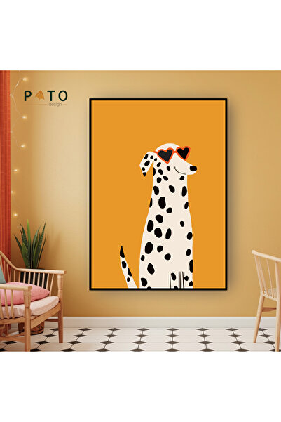 Pato Design 'Dalmaçyalı Kalp Gözlüklü Köpek' Tablo | Siyah Çerçeveli | MDF & ...