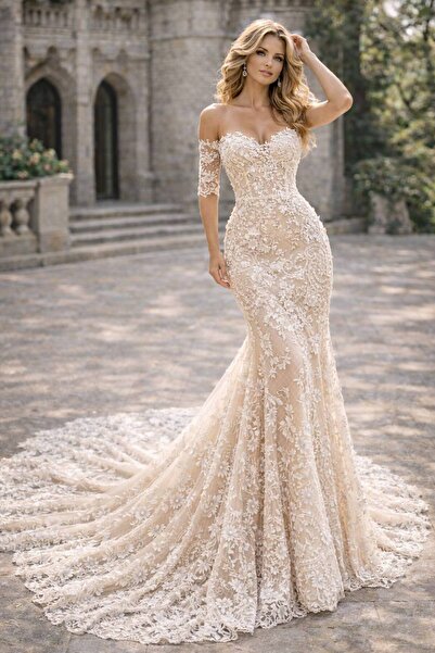 Bunoire Κέντημα σε χρώμα ιβουάρ, διακοσμημένο με πέρλες, χάντρες και τρισδιάσ...