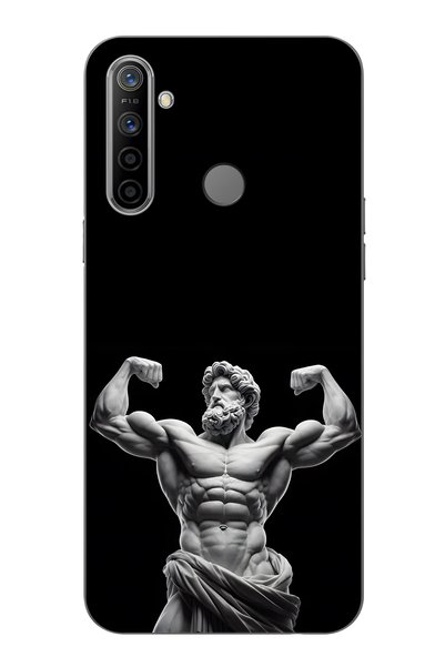 FLAMENKO حافظة هاتف شفافة متوافقة مع Realme 5i / 6i / C3 بتصميم تمثال قديم عل...