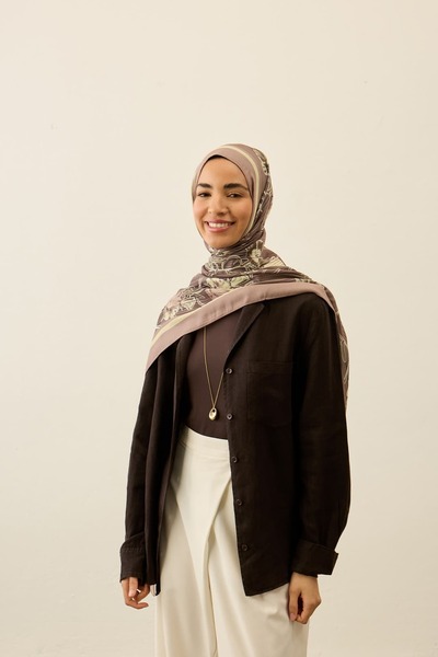 Modakaşmir Σάλι Liva Modal με φλοράλ μοτίβο γραμμών