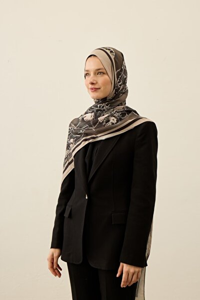 Modakaşmir Floral Line Pattern Liva Modal Shawl