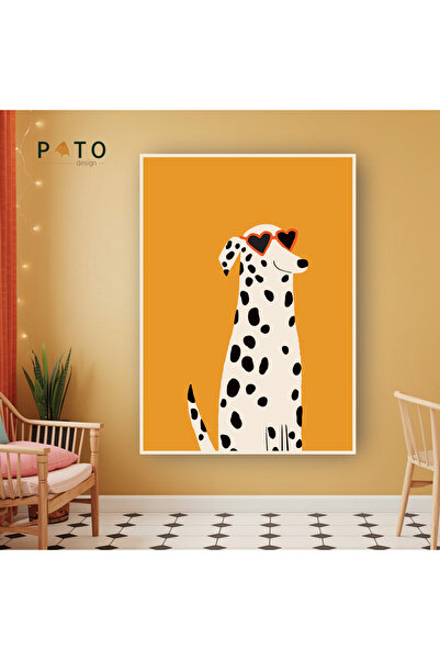 Pato Design 'Dalmaçyalı Kalp Gözlüklü Köpek' Tablo | Bej Çerçeveli | MDF & UV...
