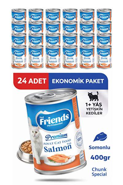 Friends Premium Somonlu Yetişkin Kedi Konservesi 400 gr x 24 Adet Ekonomik Pa...