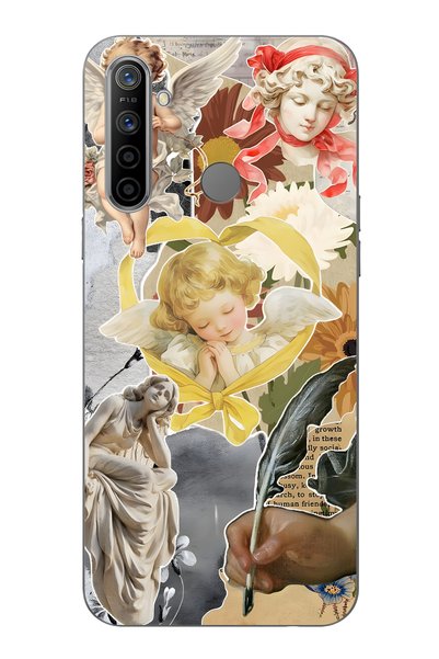 FLAMENKO Realme 5I / 6I / C3 Compatible Transparent Phone Case with Angels an...