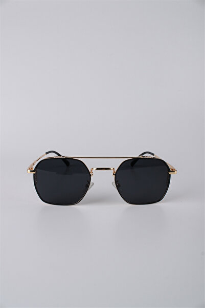 Max Polo Unisex Geometric Metal Framed Gold Color Black Glass Sunglasses Gg25...