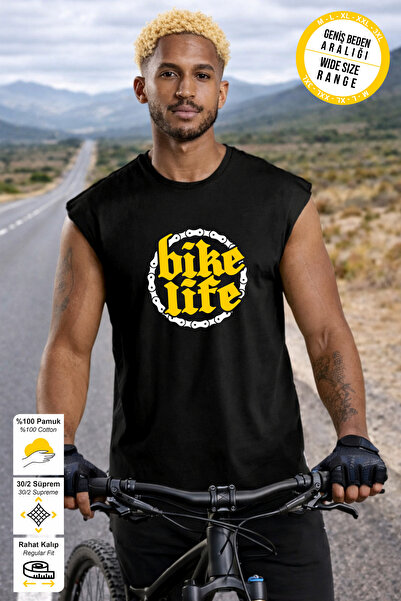 BESSA Black Sports Athlete Bike Life Yellow Printed Crew Neck Premium Thick C...