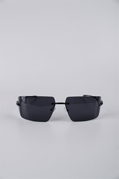 Max Polo Unisex Rectangular Frameless Black Glass Metal Sunglasses Gg25Mp3409R01