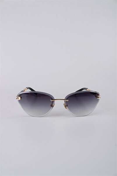 Max Polo Women's Geometric Rimless Gold Metal Frame Gradient Smoked Glass Sun...