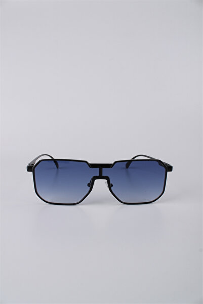 Max Polo Geometric Rimmed Black Metal Blue Gradient Glass Unisex Sunglasses G...