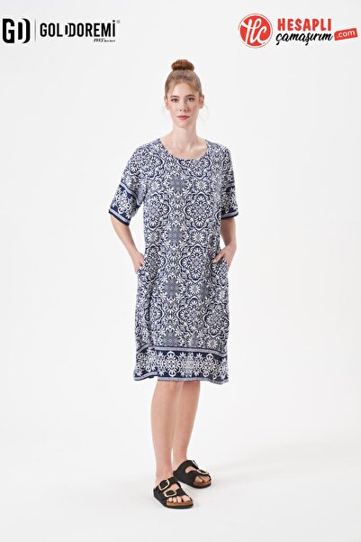 gd goldoremi 29062 Premium Women's Short Sleeve Comfortable Patterned Dress