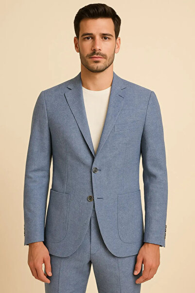 AZALEA Ανδρικό Λινό Σακάκι Γαλάζιο – Κομψότητα & Άνεση Χωρίς Συμβιβασμούς