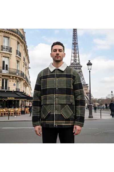 Zago Ανδρικό Πουπουλένιο Πουκάμισο σε Καρό Σχέδιο Χακί