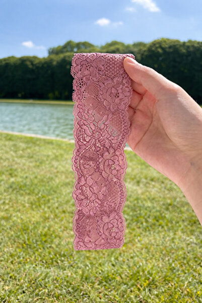 Nurcanilirboutique Zarif Fransız dantel gül kurusu bandana
