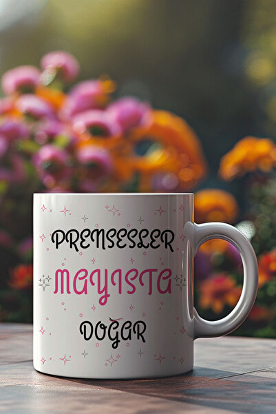 qoeuyl boutique Princesses Are Born in May Lettering Printed Gift Mug for Lov...