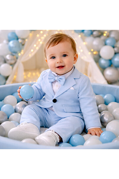 Bebelul Γαλάζιο κομψό βρεφικό κοστούμι φροτέ για αγόρια