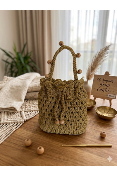 roseberry El Yapımı Örgü Çanta Boho Chic yeşil Renk Genç ve çocuk Omuz & El Ç...