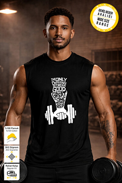 BESSA Black Sportsman's T-Shirt Great One White Printed Crew Neck Premium Thi...