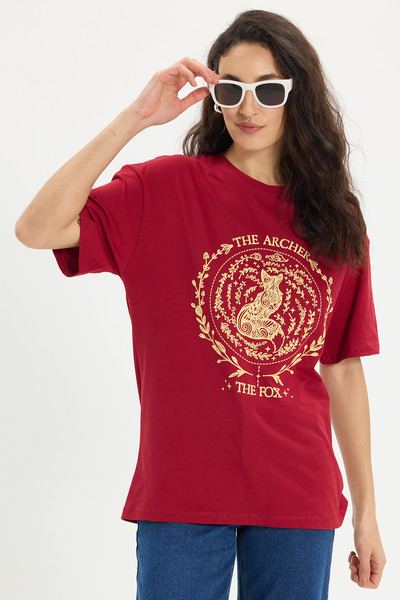 Tudors Γυναικεία μπλούζα με φαρδιά γραμμή, 100% βαμβακερή, με κοντό μανίκι, ε...