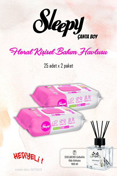 Sleepy Floral 25'li Kişisel Bakım Havlusu 2 Paket ve ROSIE Koku