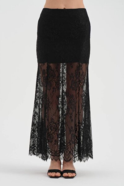 tw3 Γυναικεία μίνι φούστα με δαντελένιο ύφασμα και σχέδιο μακριάς φούστας