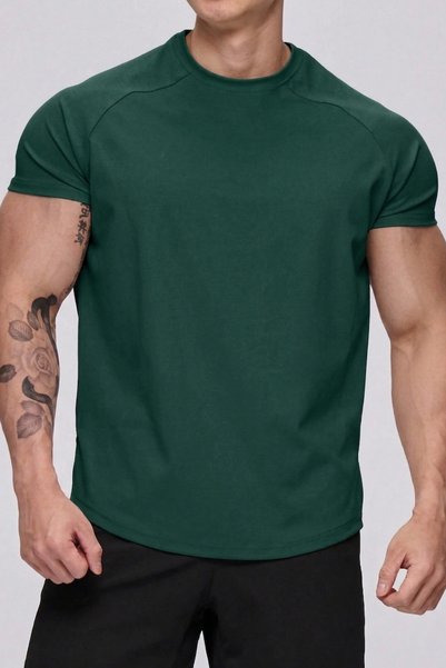 GENIUS STORE Men's Sports T-Shirt Running Sports Gym Raglan Oval Cut Combed Cotton T-Shirt Ovalt-Shi̇rt