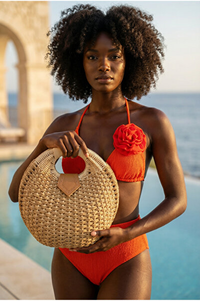 Katia&Bony Γυναικεία ψάθινη τσάντα Oyster Camel