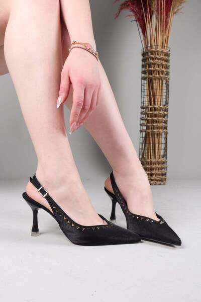 Birikon LIRAE Gold Trocled Παπούτσια με Τακούνι ΜΑΥΡΟ