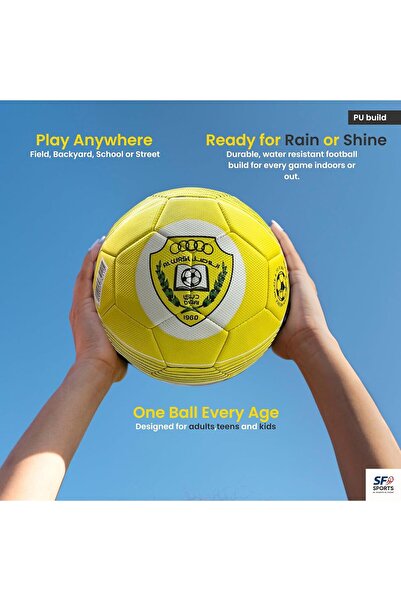 WASL Unofficial Al Dubai FC Inspired Football – Size 5 – Textured Grip, Durable Stitched Panels,