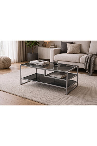 AVİBO HOME Milano Orta Sehpa Füme Cam 3 Raflı 90*50*46