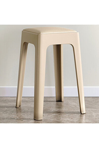 Destello ®   Μοντέρνο επενδυμένο σκαμπό, Πλαστικό και δέρμα, Μπεζ, 28 x 28 x ...