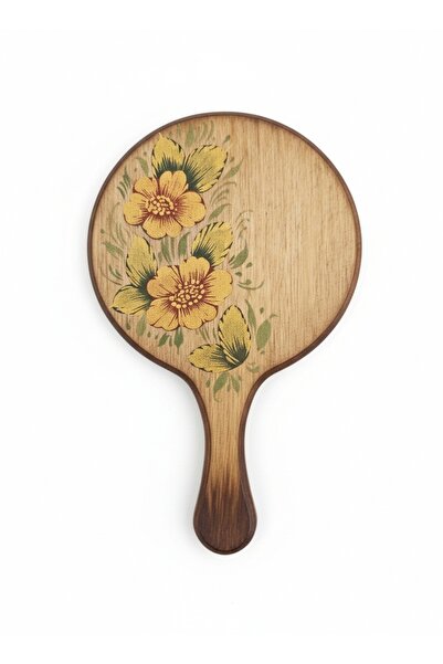 Ebrişim El Yapımı Ayna | 12 cm – Çiçek Motifli Ahşap Tasarım