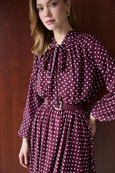 Melike Tatar Πουά Φόρεμα ΒΟΡΝΤΟ 2724