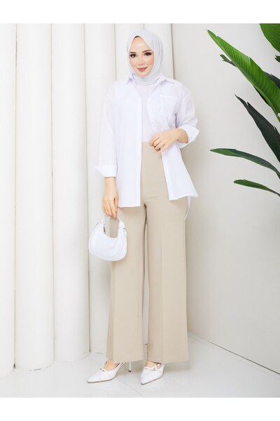 Rema Palazzo Pants Boyfriend Shirt Dual Pants Suit