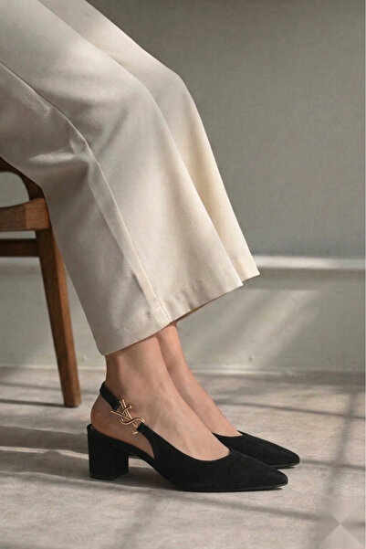 moon glow Γυναικεία παπούτσια με μαύρο χρώμα, μυτερή μύτη και χοντρό τακούνι ...