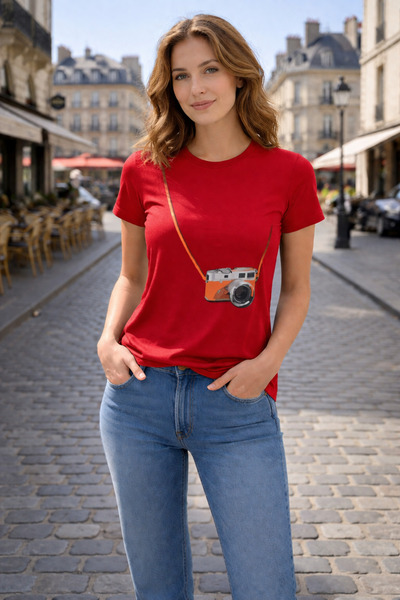VODEXA Tricou supradimensionat pentru femei, imprimat cu CAMERA FOTOGRAFICĂ, ...