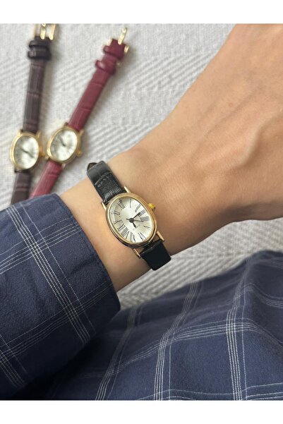 MERW Yvette Model Black Color Leather Cord Women Wrist Watch