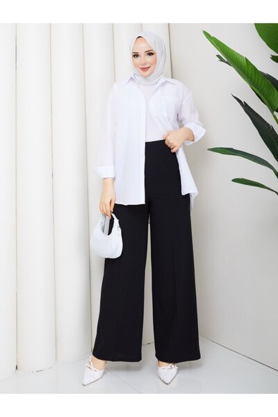 Rema Palazzo Pants Boyfriend Shirt Dual Pants Suit