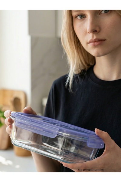 Paşabahçe Glass Storage Container Lockable Silicone Lid Leak-Proof Airtight G...