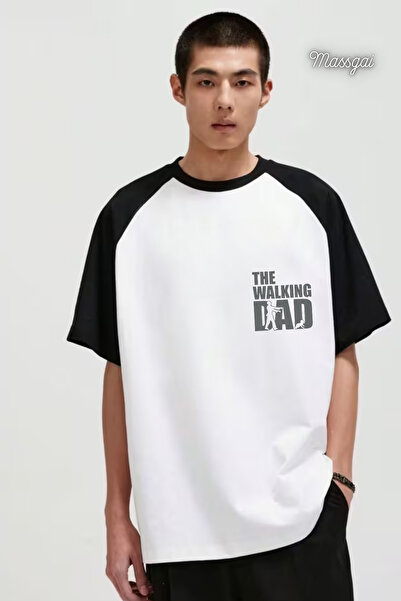 Massgai Μπλουζάκι Unisex Walking Dad Printed Oversize 100% βαμβάκι
