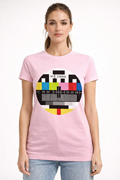 VODEXA Tricou oversize pentru femei NO SIGNAL, imprimat, 100% bumbac, croială...