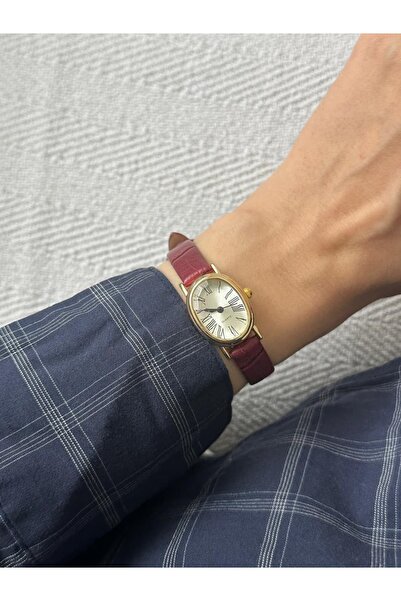 MERW Yvette Model Burgundy Color Leather Cord Women's Wristwatch