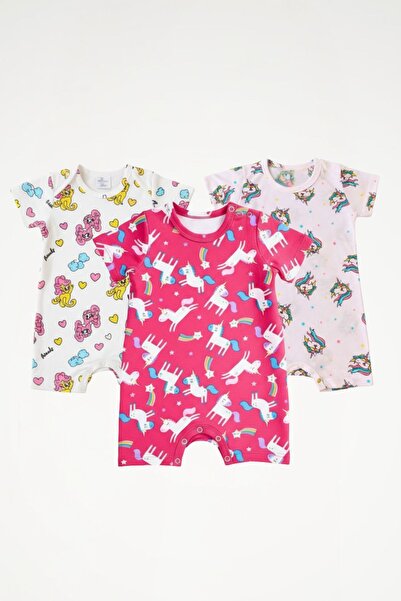 Newteam Σετ 3 τεμαχίων για κοριτσάκια με σχέδια, 100% βαμβάκι |   Λαιμόκοψη π...